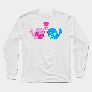 Love Birds (Pink and Blue) - Pink Long Sleeve T-Shirt